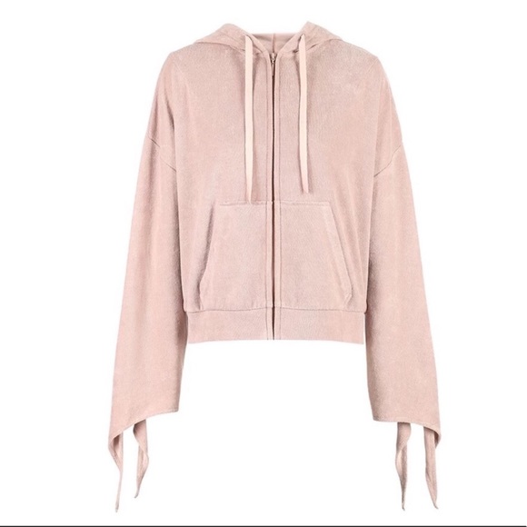 Dalia Luxe Cardi Zip Up Hoodie, Detailed Sleeves - Picture 3 of 6